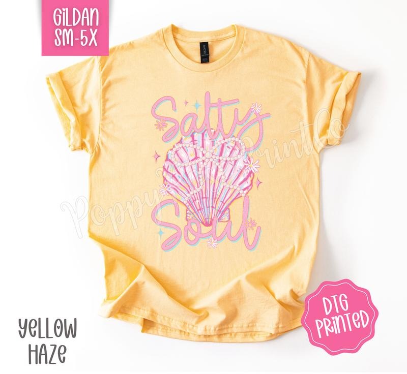 Salty Soul Gildan Tshirt, Cute Summer Shirt, Girly Beach Tee Hoodie, Sweatshirt | HypeCrazeTee.com