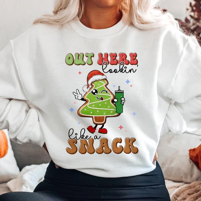 Sandjest Boojee Out Here Lookin Like a Snack Shirt, Christmas Tree Cake Shirt, Christmas Cake Shirt, Funny Christmas...
