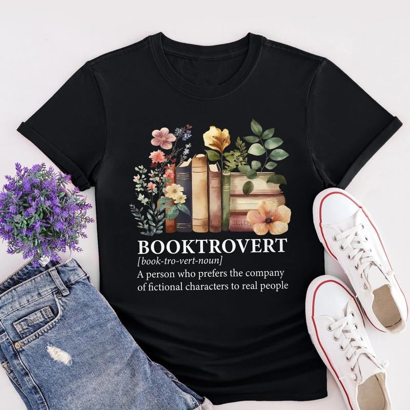 Sandjest Book Lover Shirt Booktrovert Vintage Gift for Women Book Worm Friends on Birthday Christmas Hoodie, Sweatshirt