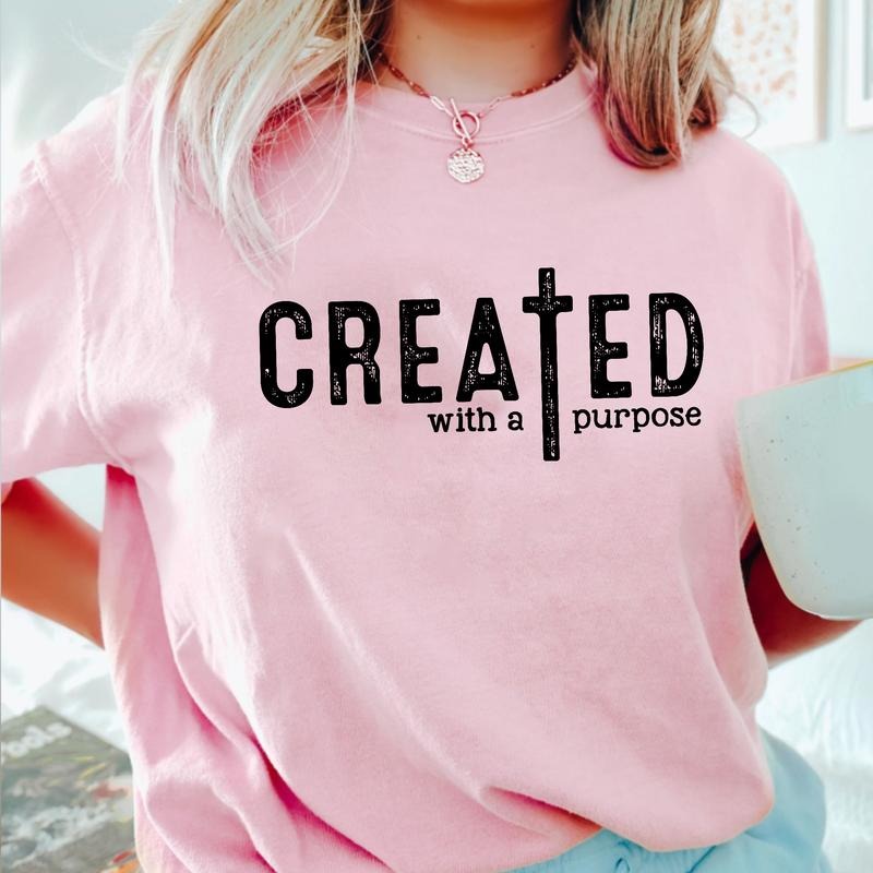 Sandjest Christian T-Shirt Created with a Purpose Gift for Women Girl Friend Boy Men Hoodie, Sweatshirt | HypeCrazeTee.com