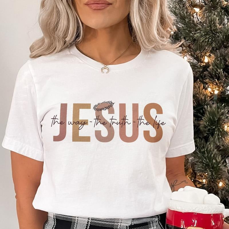 Sandjest Christian T-Shirt Jesus the Way the Truth the Life Gift for Women Girl Friend Boy Men Hoodie, Sweatshirt