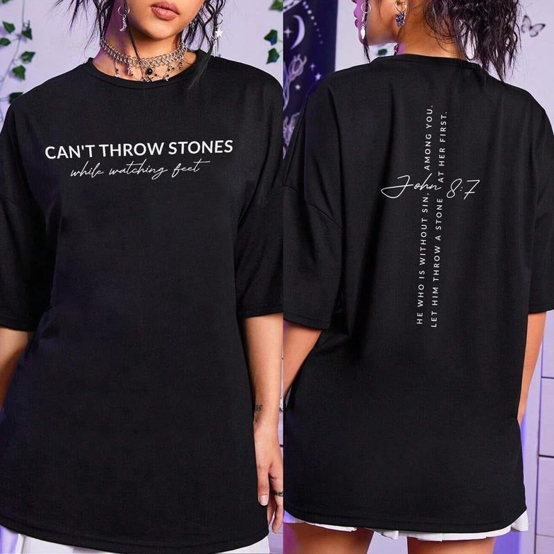 Sandjest Christian T-Shirt Let Him Throw a Stone at Her First Gift for Women Girl Friends Hoodie, Sweatshirt