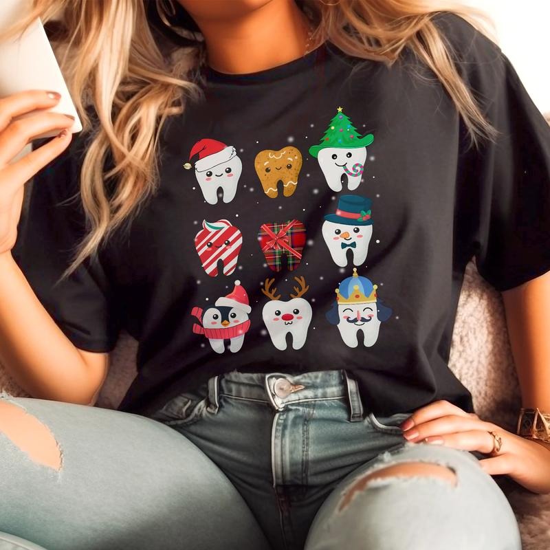 Sandjest Christmas Teeth Tshirt, Dentist Christmas Shirt, Dental Christmas Gift, Dental Office Christmas Tee Hoodie,...