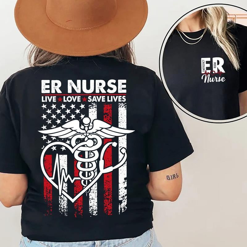 Sandjest ER Nurse Shirt Live Love Save Life Gift for Nurse Womrn Medical Student Hoodie, Sweatshirt | HypeCrazeTee.com