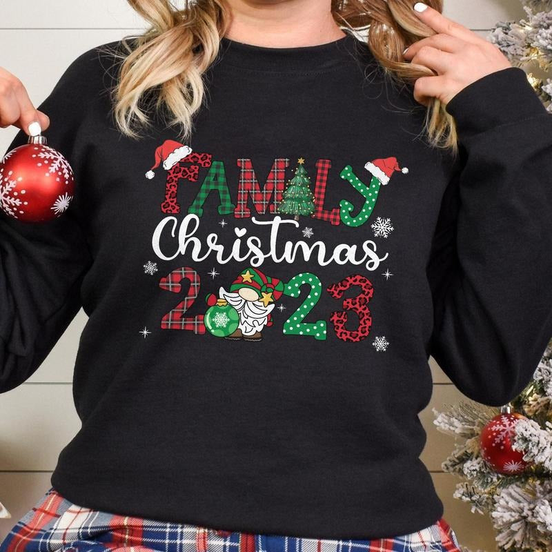 Sandjest Family Crewneck Sweatshirt 2023 Tee Christmas Shirt for Family Wife Husband Boy Girl Xmas Gift Hoodie