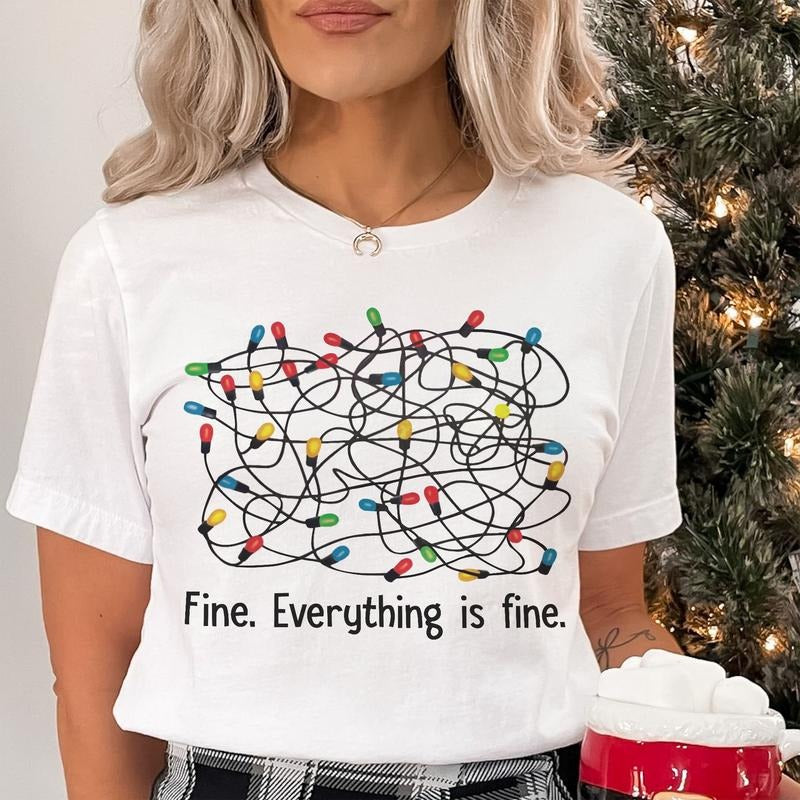 Sandjest Funny Christmas T-Shirt I'm Fine Everything Is Fine Gift for Friend Girl Women Men Boy Hoodie, Sweatshirt