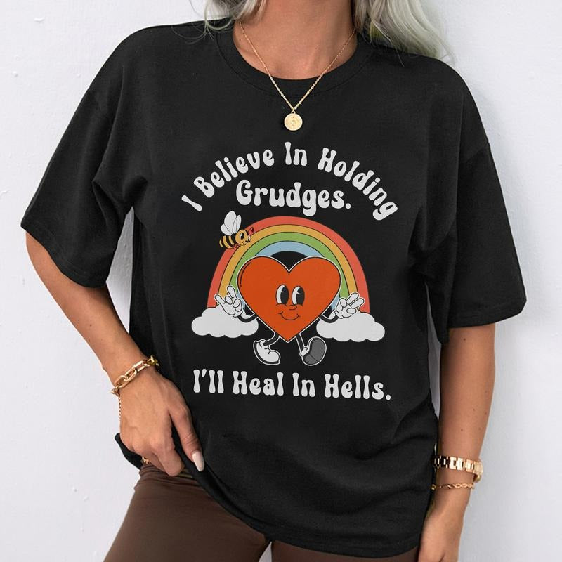 Sandjest Funny T-Shirt I Believe in Holding Grudges Gift for Women Girl Friend Hoodie, Sweatshirt | HypeCrazeTee.com