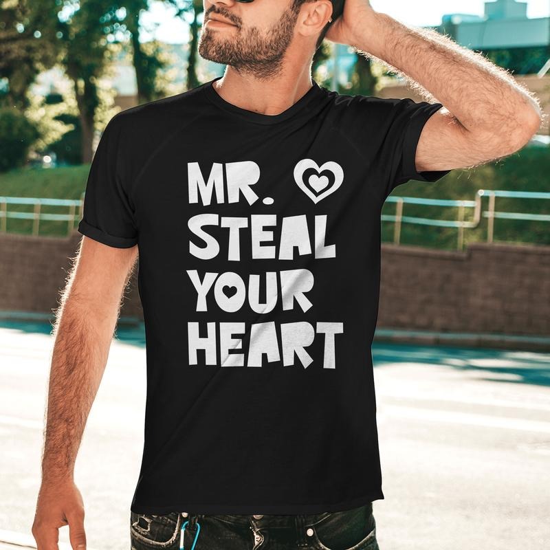 Sandjest Funny Valentine T-Shirt Mr Steal Your Heart Gift for Husband Boyfriend Fiancess Hoodie, Sweatshirt