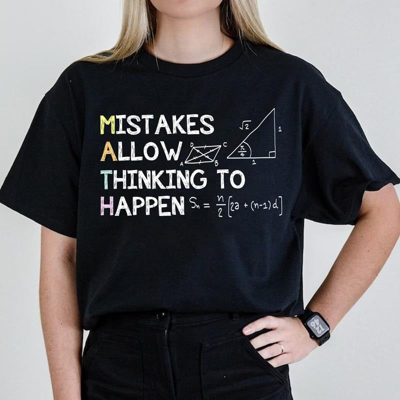 Sandjest Math Teacher T-Shirt Mistakes Allow Thinking to Happen Gift for Women Girl Friends Men Hoodie, Sweatshirt
