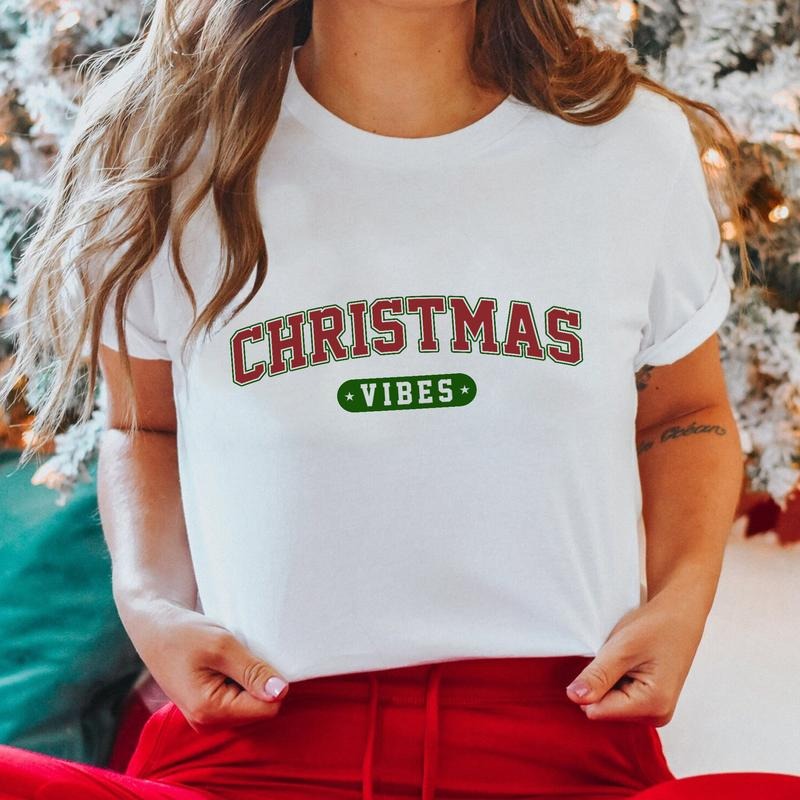 Sandjest Retro Christmas Vibes Tshirt, Cute Christmas Tshirt, Christmas Vibes Tshirt, Xmas Vibes Shirt, Christmas Gift,...