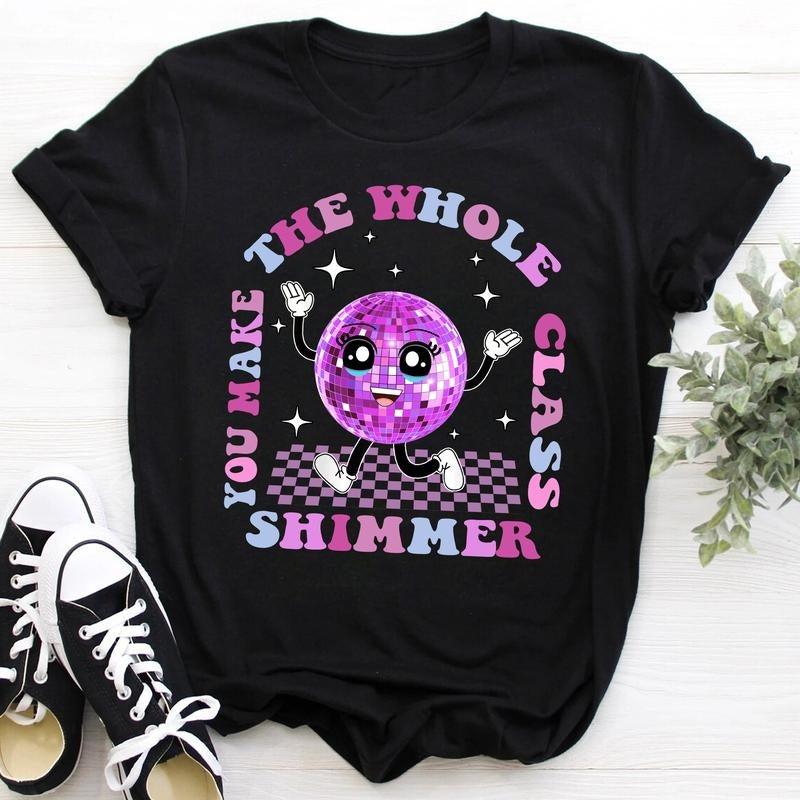 Sandjest Teacher Shirt, You Make The Whole Class Shimmer, Groovy Retro Teacher Shirt, Cute Teacher Shirt, Back To School,...