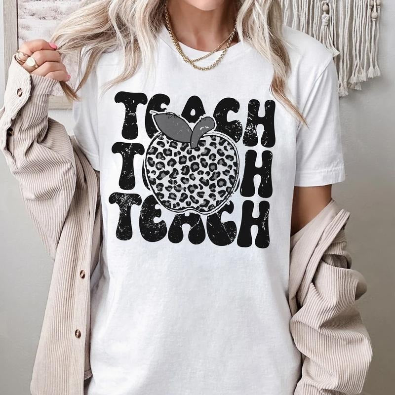 Sandjest Teacher T-Shirt Leopard Pattern Gift for Women Girl Friends Hoodie, Sweatshirt | HypeCrazeTee.com