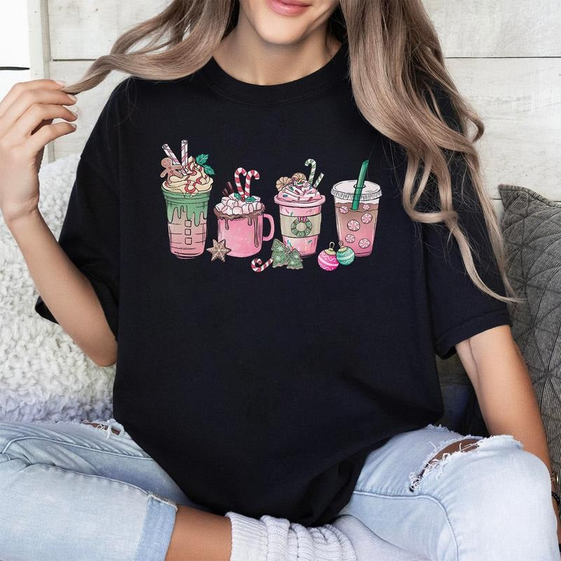 Sandjest Tree Christmas Lattes Shirt Gift for Her Women Girls Friends Hoodie, Sweatshirt | HypeCrazeTee.com