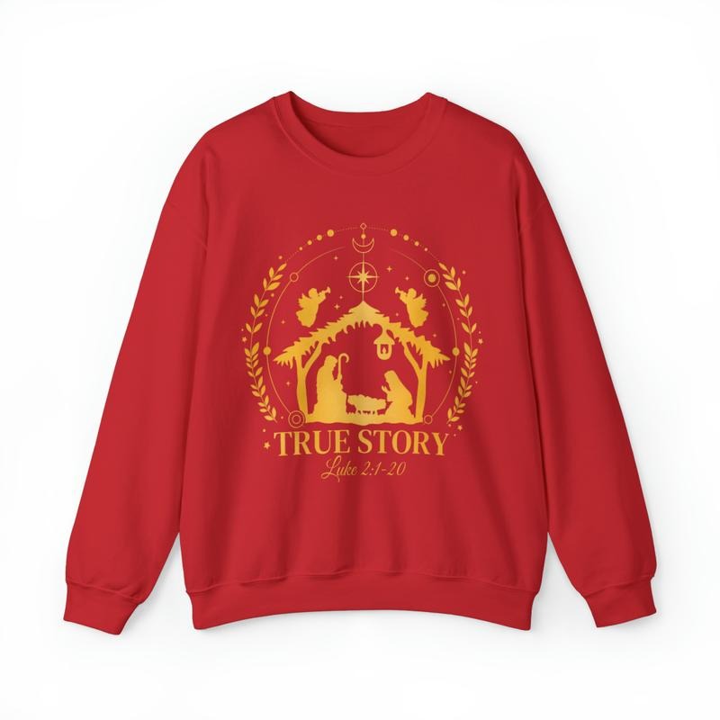 Sandjest True Story Nativity Christmas Sweatshirt, Christmas Jesus Shirt, Nativity Christmas T-Shirt, True Story Shirt,...