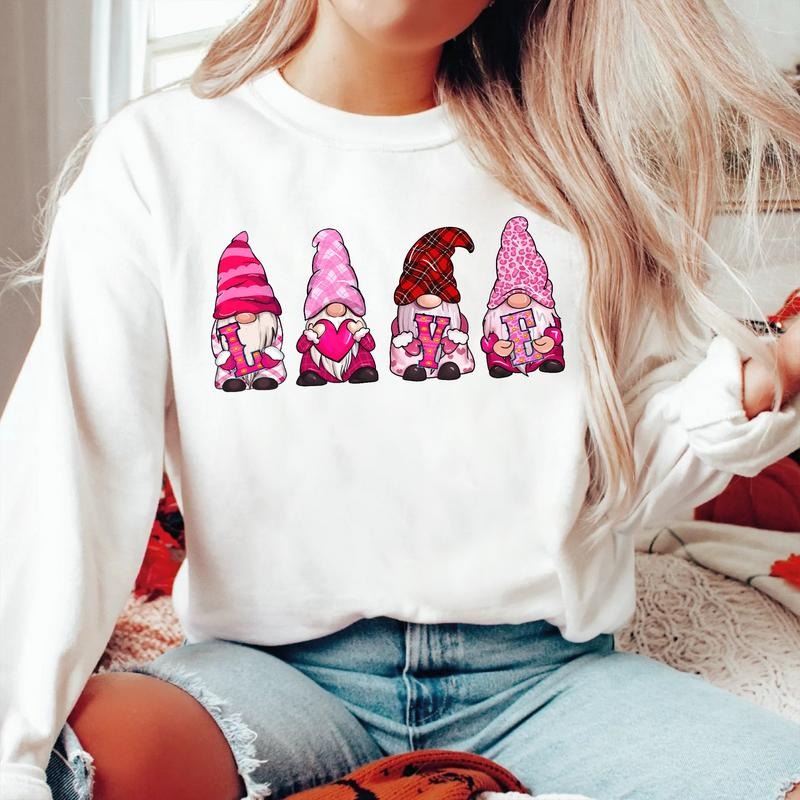 Sandjest Valentine Gnome Crewneck Sweatshirt Gift for Couple Husband Wife Boyfriend Girlfriend T-Shirts, Hoodie
