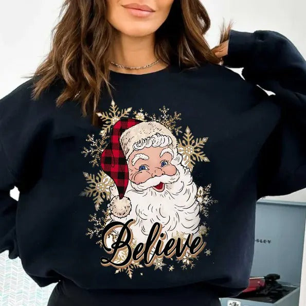 Santa Believe Shirt, Christmas Santa Shirt, Shirts For Christmas, Christmas Family Matching Shirt, Christmas Shirt,...