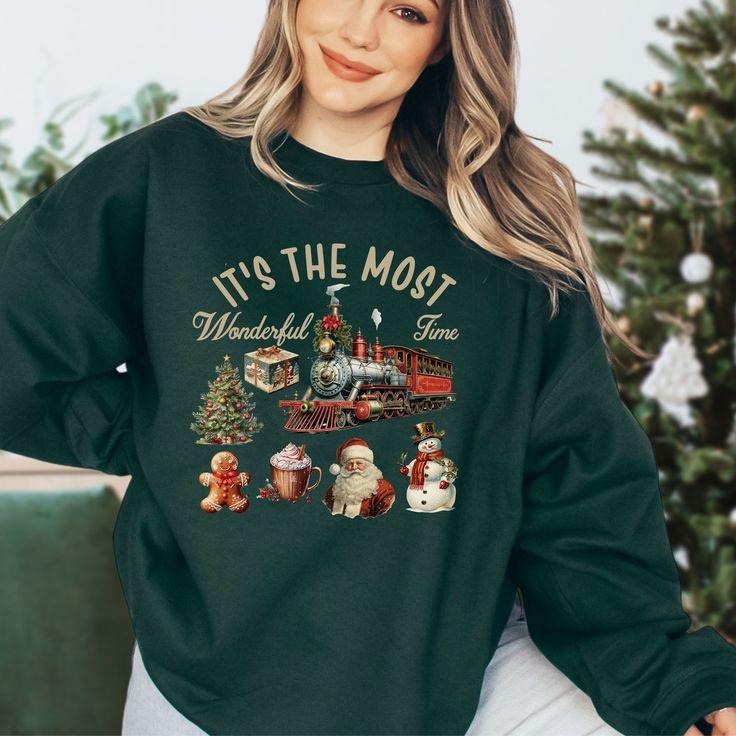 Santa Christmas Sweatshirt, Retro Christmas Train Sweatshirt, It's the most Christmas Shirt, Christmas Sweater Women,Cute...