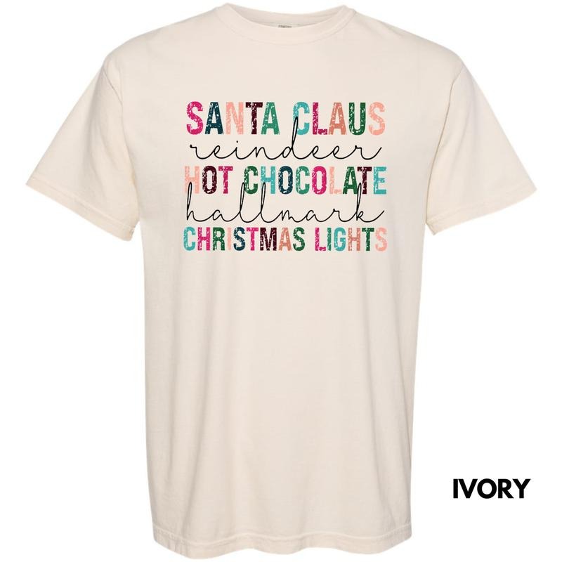 Santa Claus Hot Chocolate Words Comfort Colors T-Shirt Hoodie, Sweatshirt | HypeCrazeTee.com