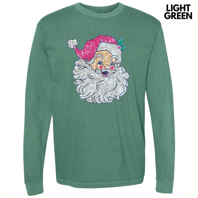 Santa FAKE Sequins Long Sleeve Comfort Colors T-Shirt Hoodie, Sweatshirt | HypeCrazeTee.com