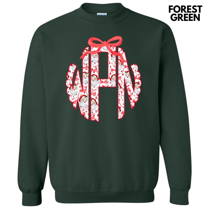 Santa Face Monogram Sweatshirt 'NLB' T-Shirts, Hoodie | HypeCrazeTee.com