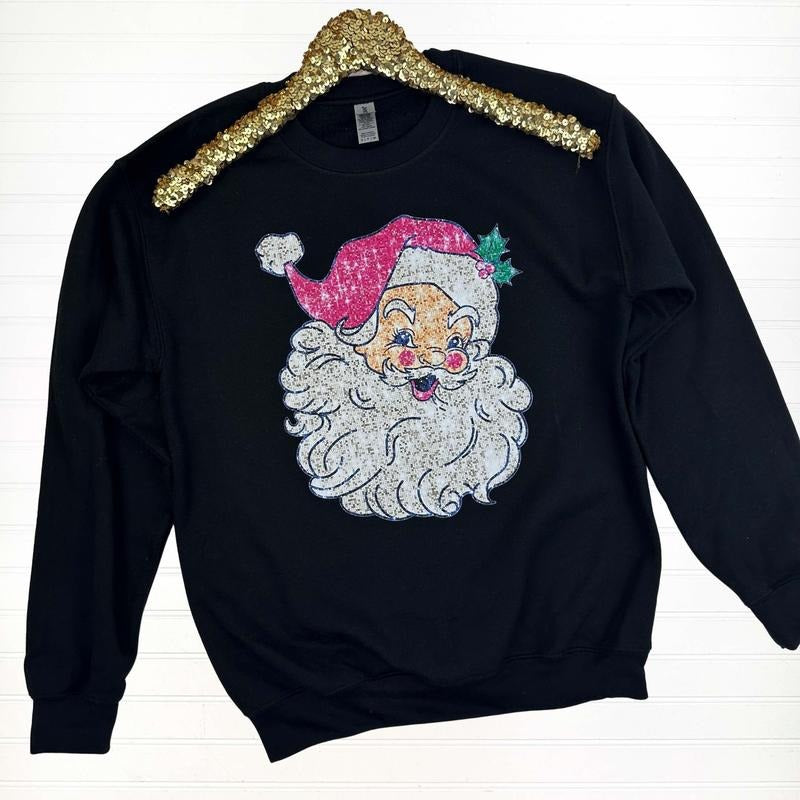 Santa Faux Sequin Sweatshirt T-Shirts, Hoodie | HypeCrazeTee.com