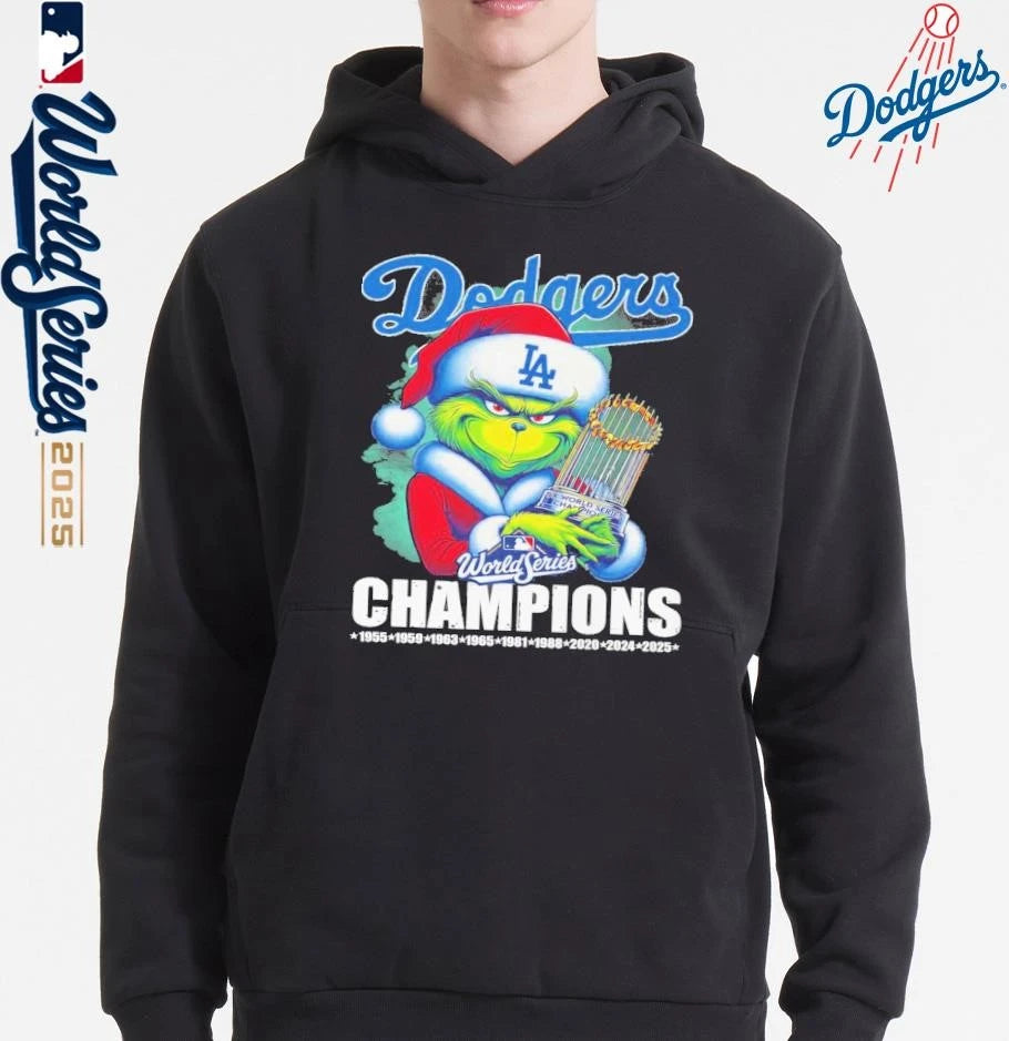 Santa Grinch Los Angeles Dodgers 2025 World Series Champions T-Shirt