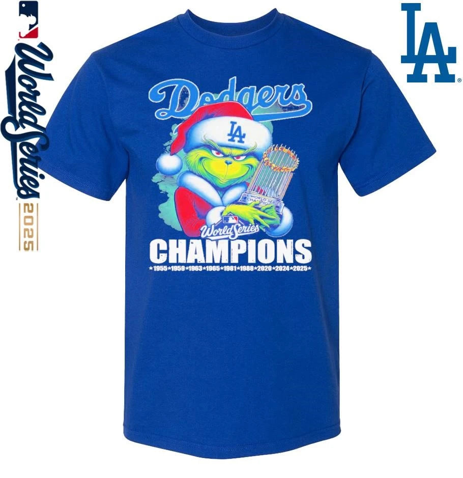 Santa Grinch Los Angeles Dodgers 2025 World Series Champions T-Shirt