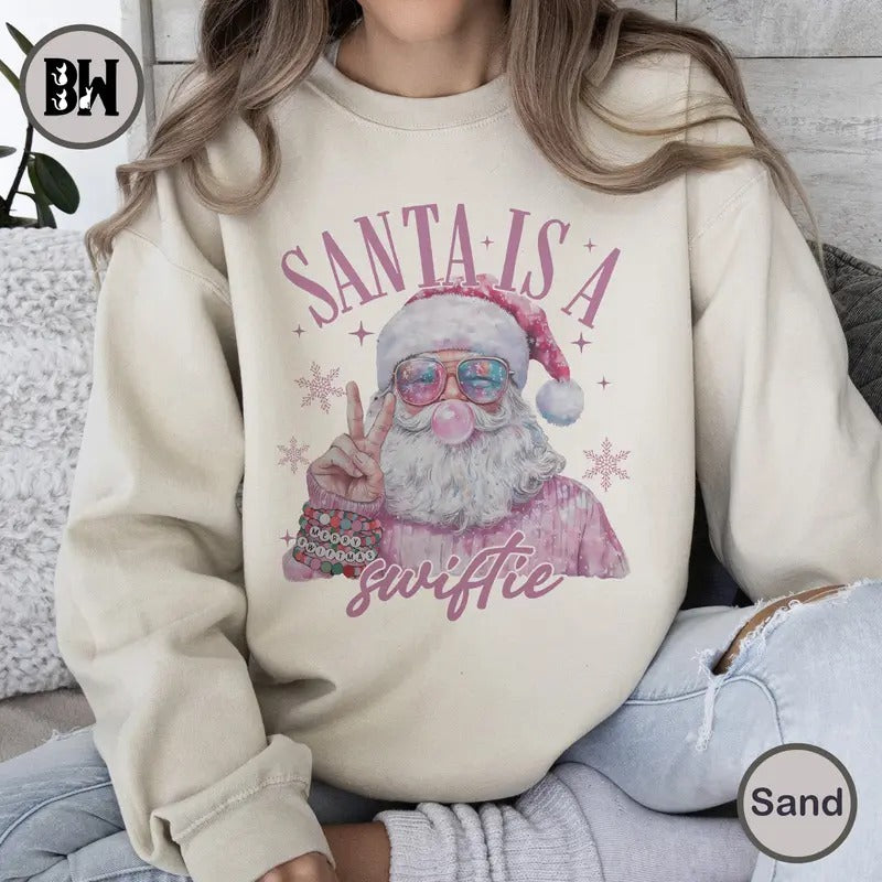 Santa Is A Swiftie Sweatshirt, Merry Swiftmas Shirt, Merry Christmas, Christmas Shirt, Gift For Swifties Hoodie
