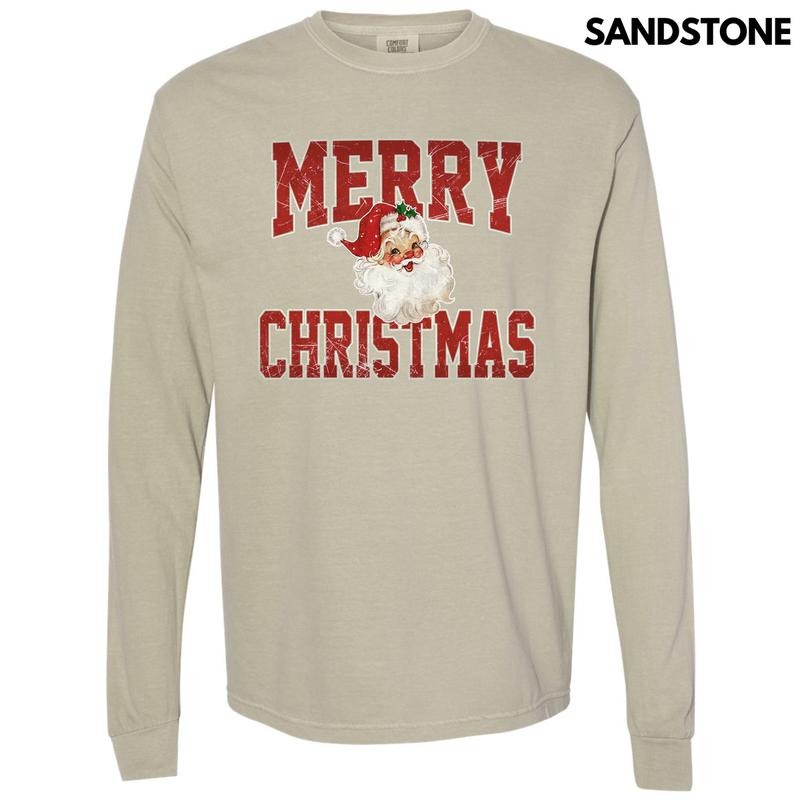 Santa Merry Christmas Long Sleeve Comfort Colors T-Shirt 'NLB' Hoodie, Sweatshirt | HypeCrazeTee.com