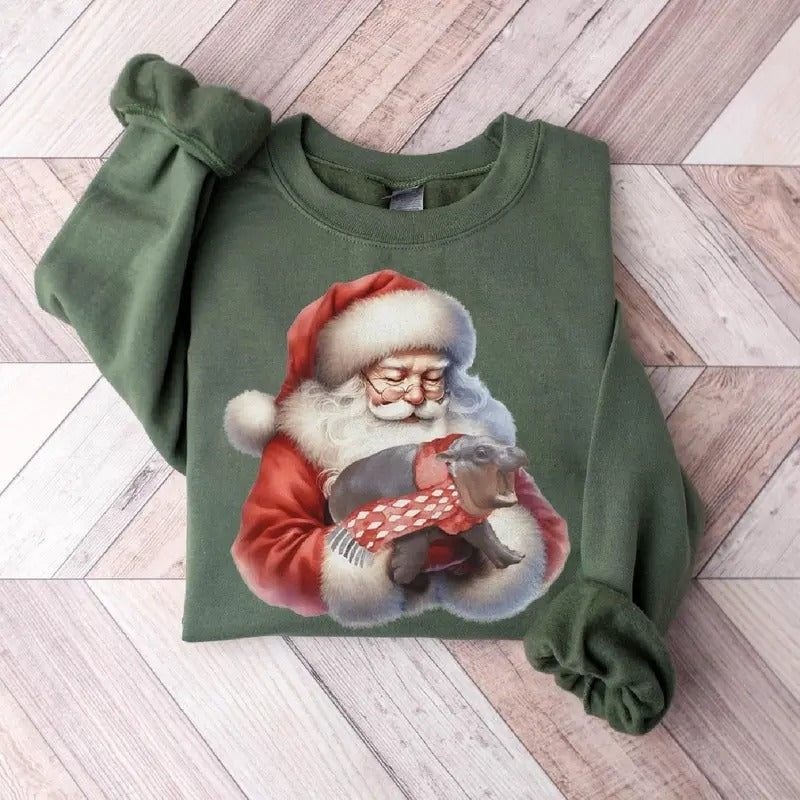 Santa Moo Deng Shirt, Santa Lovers Moo Deng Bouncy Pig Cute  Hippo Meme Shirt Hoodie, Sweatshirt | HypeCrazeTee.com