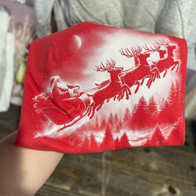 Santa Sleigh Comfort Colors T-Shirt Unisex Sizing 100% Cotton Hoodie, Sweatshirt | HypeCrazeTee.com