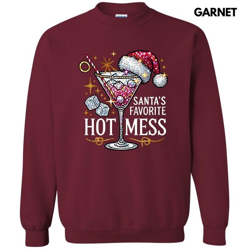 Santa's Favorite Hot Mess Sweatshirt 'NLB' T-Shirts, Hoodie | HypeCrazeTee.com