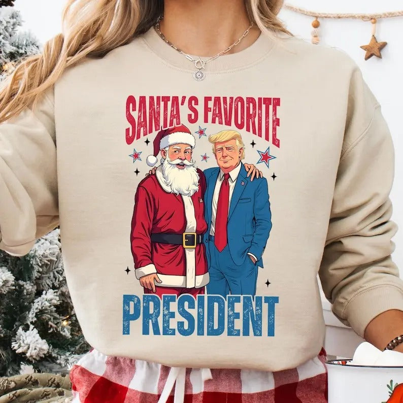 Santa's Favorite President Christmas Trump Sweatshirt2024 Political Sweatshirt, Merry Sweatshirt Sweatshirt, Holiday ,...
