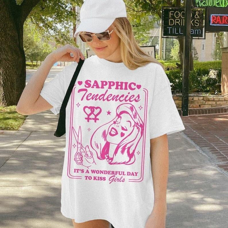 Sapphic tendencies | sapphic sweatshirt | retro lesbian shirt | lesbian clothes | funny lesbian gifts | funny lesbian...