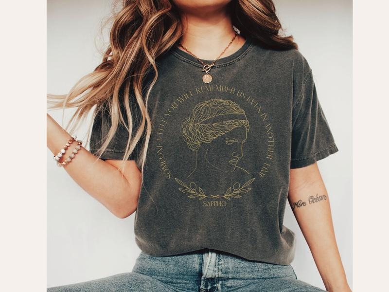 Sappho Greek Goddess Comfort Colors Dark Academia Tee Sapphic Lesbian Shirt Poet T-Shirt Bookish Gift Dark Romance...