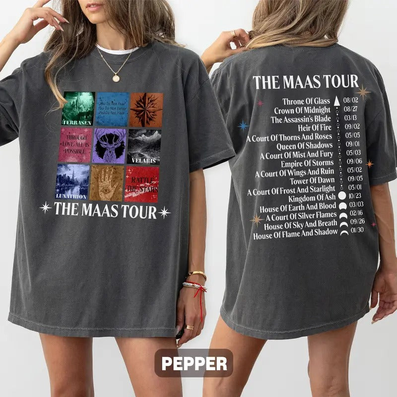 Sarah J. Maas Eras Tour Comfort Colors Shirt, The Maas Tour Shirt, Crescent City, Throne of Glass Merch, SJM Fan Apparel,...