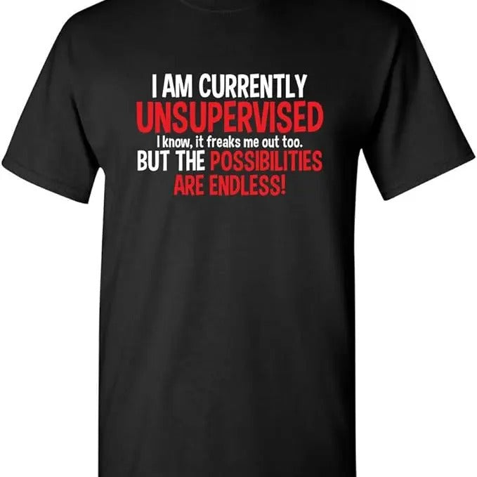 Sarcastic Humor Shirts, I'm Currently Unsupervised Novelty Graphic Sarcastic Funny T-Shirt Menswear Top Casual Classic...