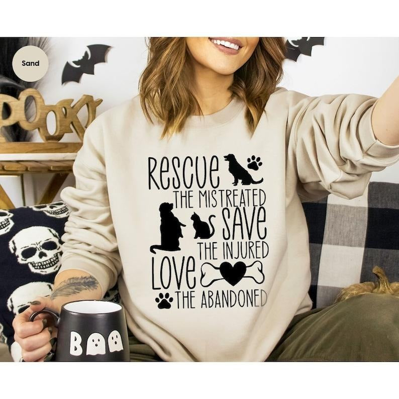 Save Animals Sweatshirt, Animal Rescue Long Sleeve Shirts, Animal Rights Hoodies, Fur Mama Gifts, Funny Pet Hoodie and...