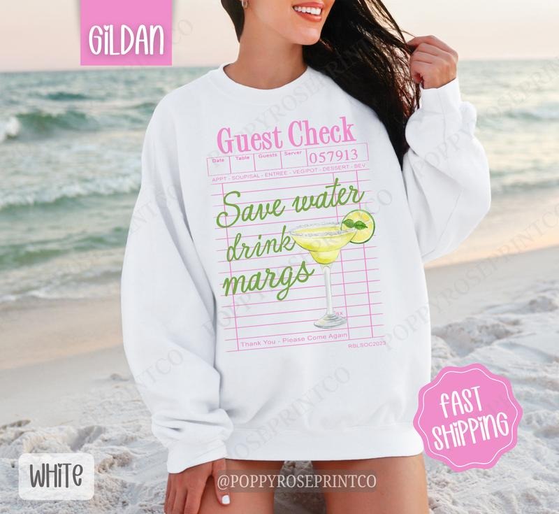 Save Water Drink Margs Sweatshirt, Cute Cocktail Sweater, Trendy Margarita Crewneck T-Shirts, Hoodie | HypeCrazeTee.com