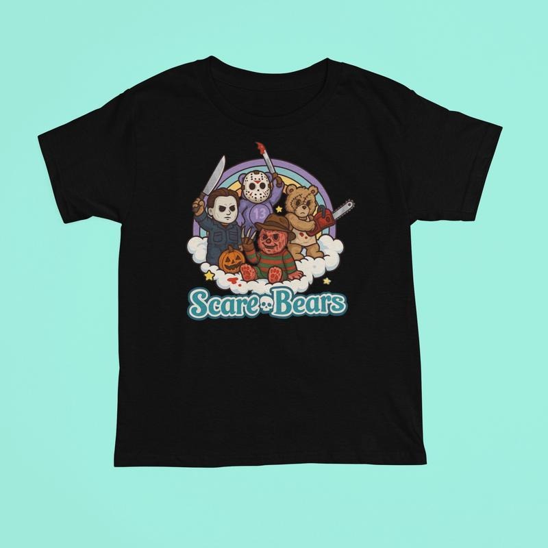 Scare Bears Halloween Vintage Design Tshirt with Iconic Characters and Rainbow Graphic Medium Size Hoodie, Sweatshirt