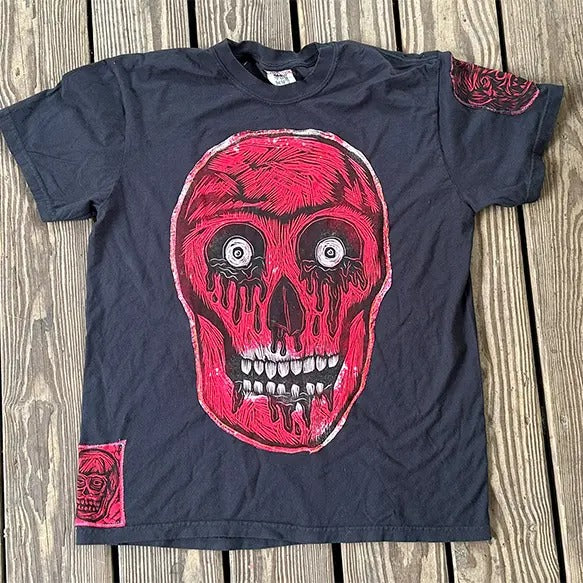 Scarlet Skull  Hand printed Limited Edition T Shirt Hoodie, Sweatshirt | HypeCrazeTee.com