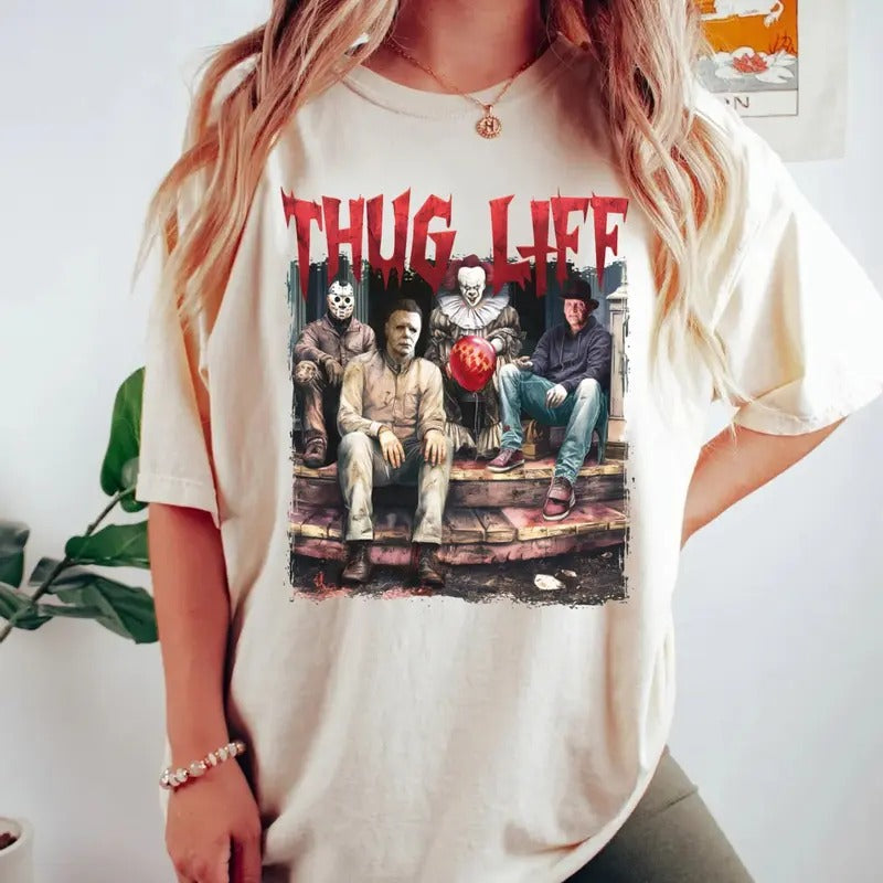 Scary Halloween Movie Shirt, Thug Life H0rror Movie Tshirt, Scary Halloween Movie Shirt, Thug Life Shirt, Unisex Short...