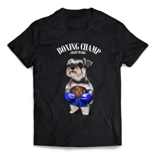 Schnauzer Dog Boxing Champion Fighter - Short-Sleeve Unisex T-Shirt Made in USA Hoodie, Sweatshirt | HypeCrazeTee.com