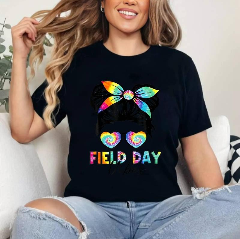 School Field Day Fun Tie Dye Field Day 2025 Girls T-Shirt , Cotton 100%, Top Womenswear Hoodie, Sweatshirt | HypeCrazeTee.com