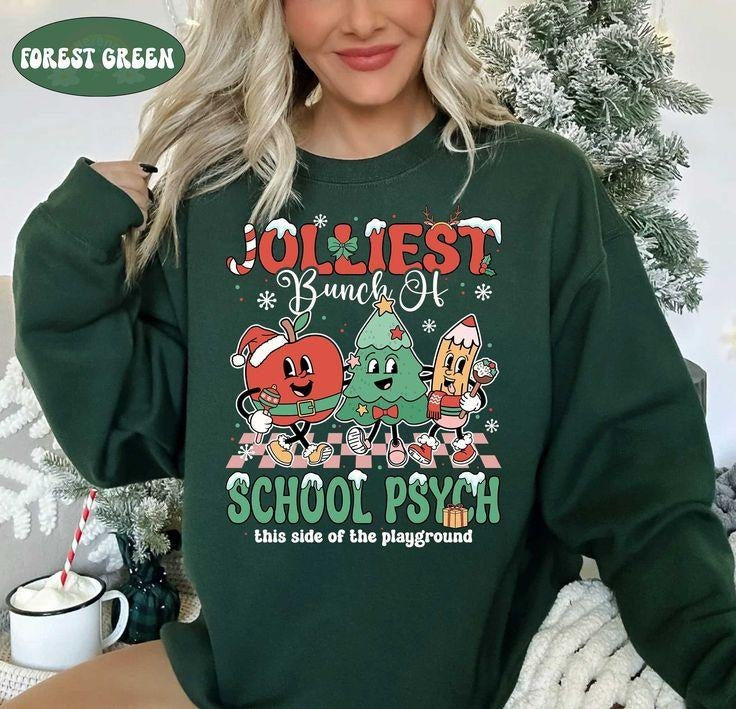 School Psychologist Christmas Shirt, Christmas School Psych Sweatshirt, Jolliest Bunch Shirt, Gift For Psych, School...