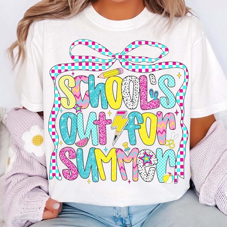 School's Out for Summer Last Day School Teacher Appreciation Kids Break Preppy Vibes T-Shirt Hoodie, Sweatshirt