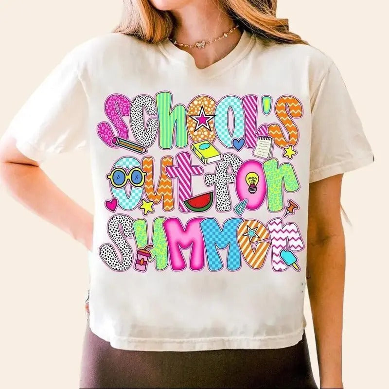 School's Out for Summer Shirt for Women Preppy Teacher Last Day of School Gift Unisex Premium 100% Cotton Hoodie, Sweatshirt