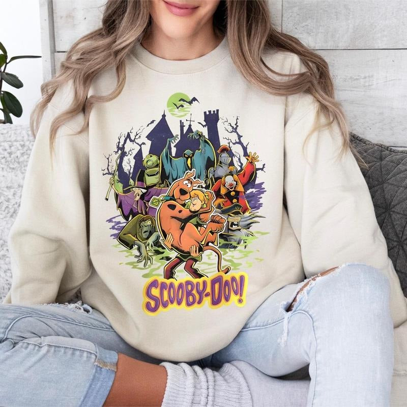 Scooby Doo Nostalgic Movie Sweatshirt, Retro Tv Show Sweat, Spooky Season, Unisex Long Sleeve Crewneck Sweater Womenswear...