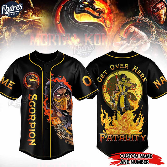 Scorpion Get Over Here Fatality Mortal Kombat Baseball Jersey - Padres Jersey Oasis: Elevate Your Baseball Style Game