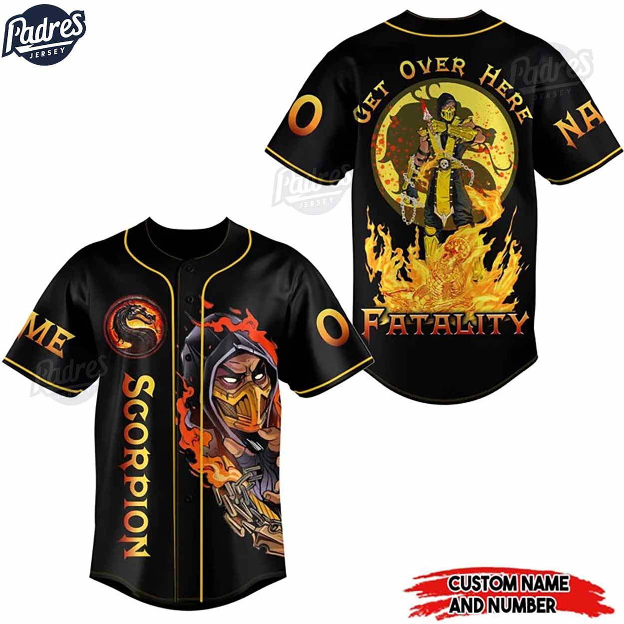 Scorpion Get Over Here Fatality Mortal Kombat Baseball Jersey - Padres Jersey Oasis: Elevate Your Baseball Style Game